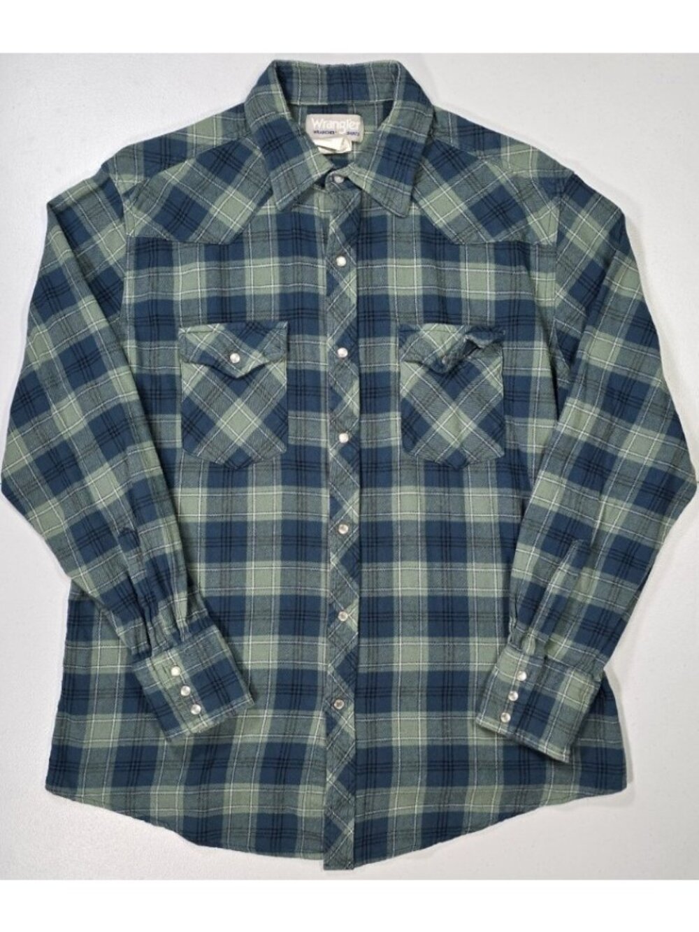 Wrangler Wrancher Pearl Snap Long Sleeve Flannel Shirt Outdoor Chore Women's L